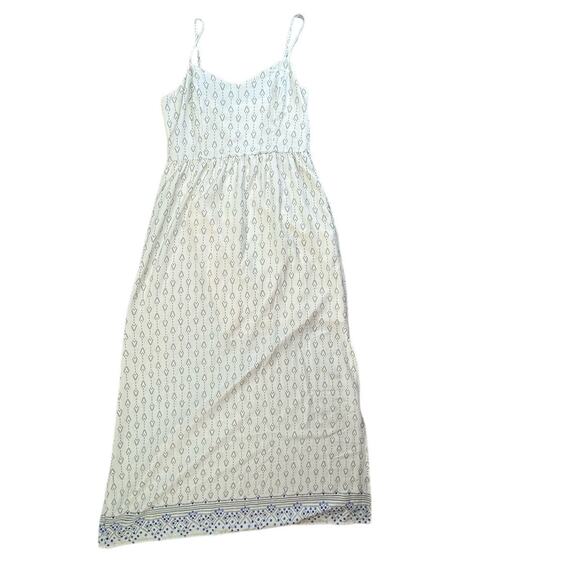 Under Skies Maxi Dress Cream Black Geometric Print Size Large - Picture 1 of 9